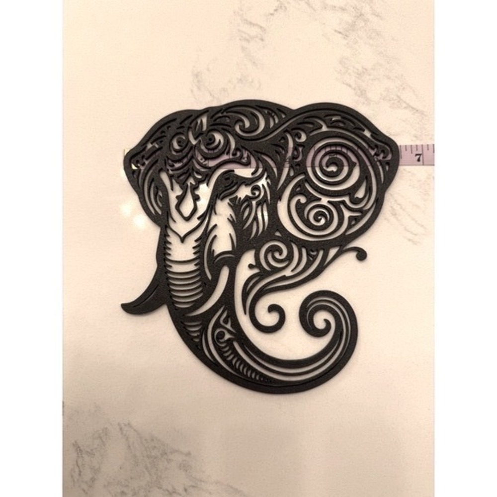 Elephant Wall Art Mandala Decor Black 6.5" x 6.75" - Picture 3 of 4